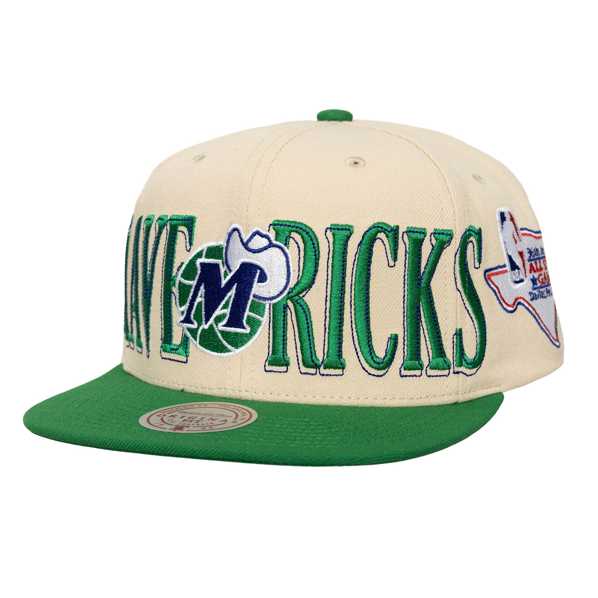 DALLAS MAVERICKS MITCHELL & NESS CREAM M-HAT WORDMARK SNAPBACK CAP