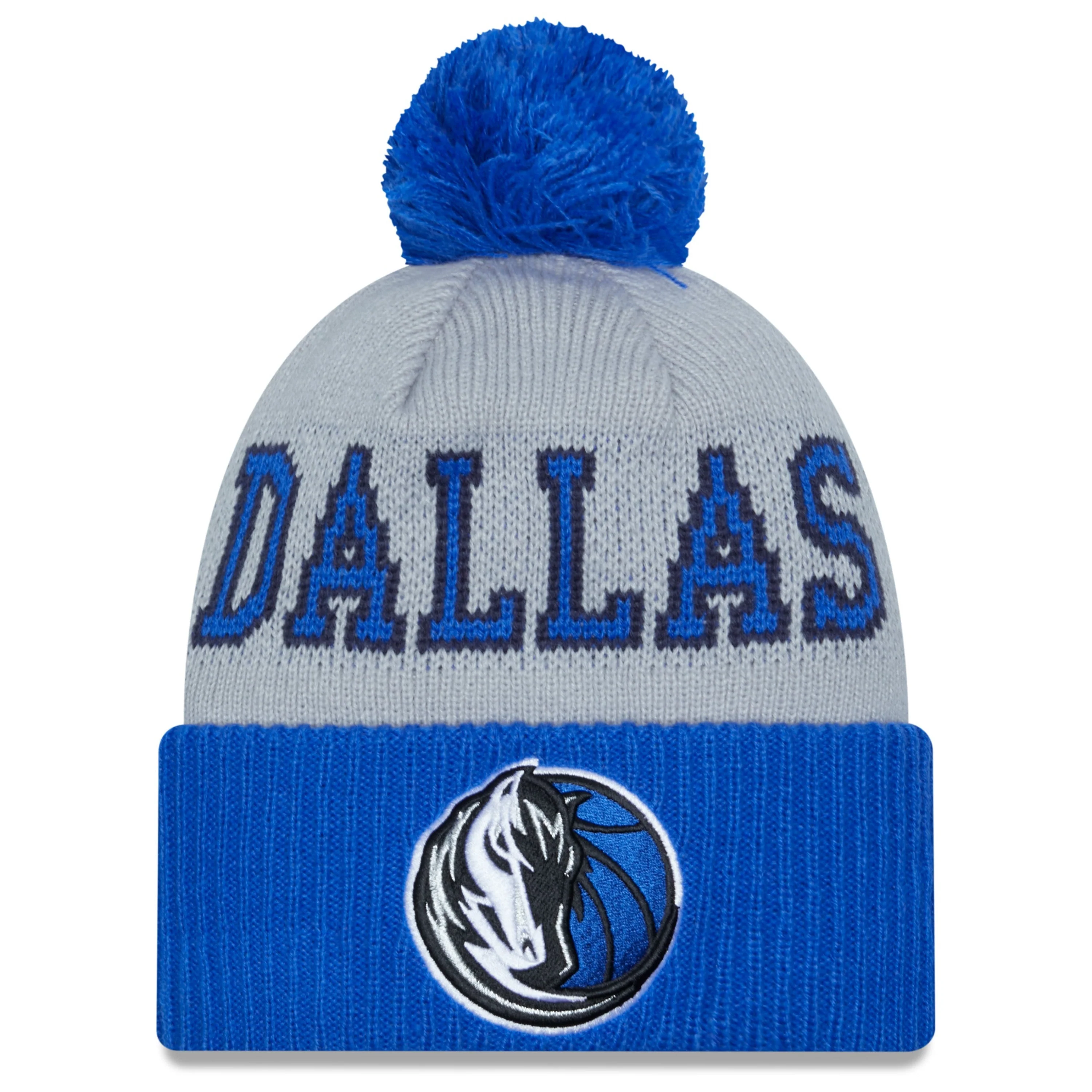 DALLAS MAVERICKS NEW ERA GREY DALLAS HORSEHEAD POM KNIT