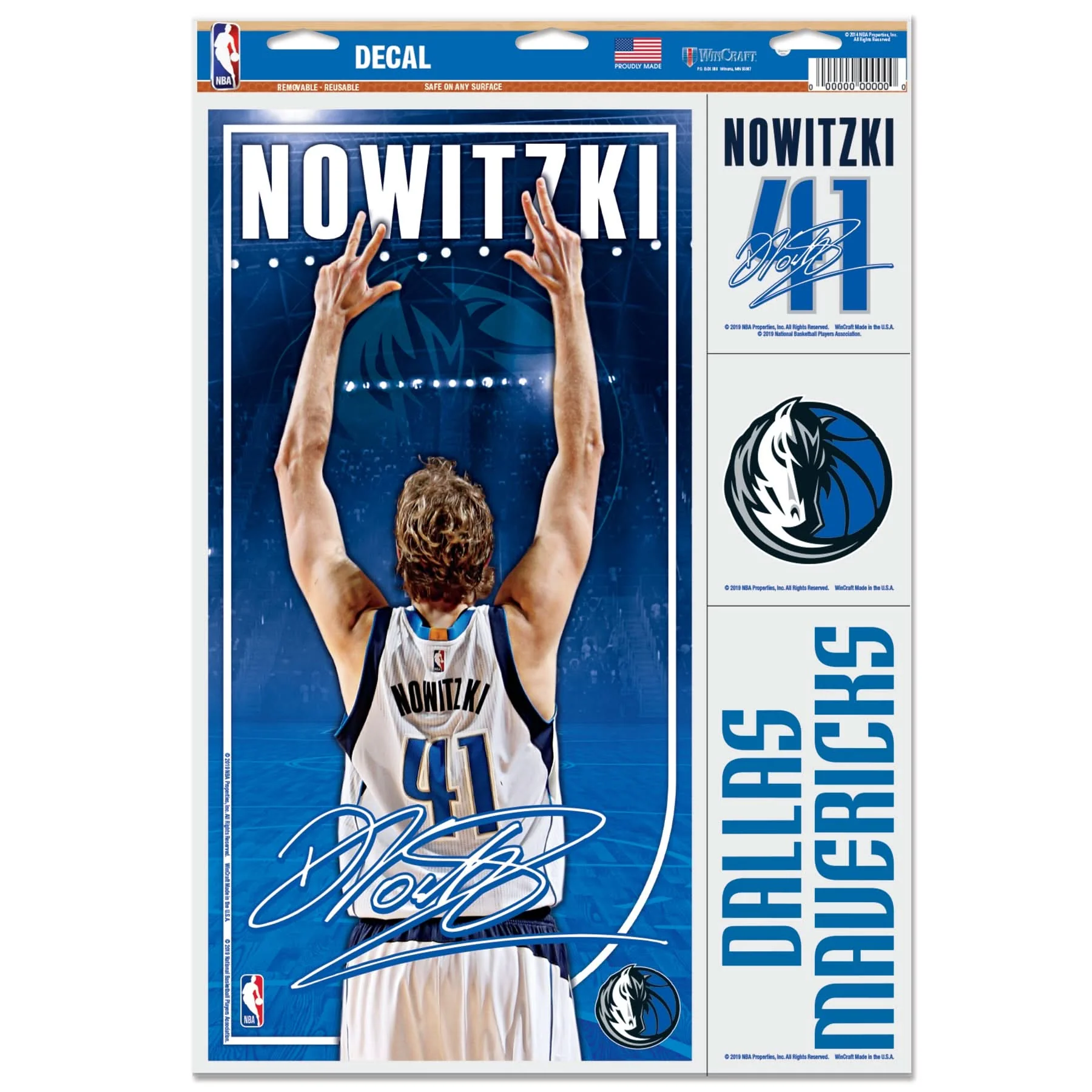 DALLAS MAVERICKS WINCRAFT DIRK CELEBRATION DECAL SHEET